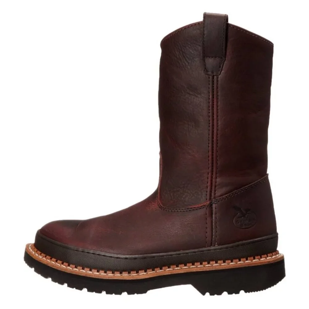 Georgia® Giant Wellington Pull-on work boot Soggy Brown Leather Men’s Size 12 M
